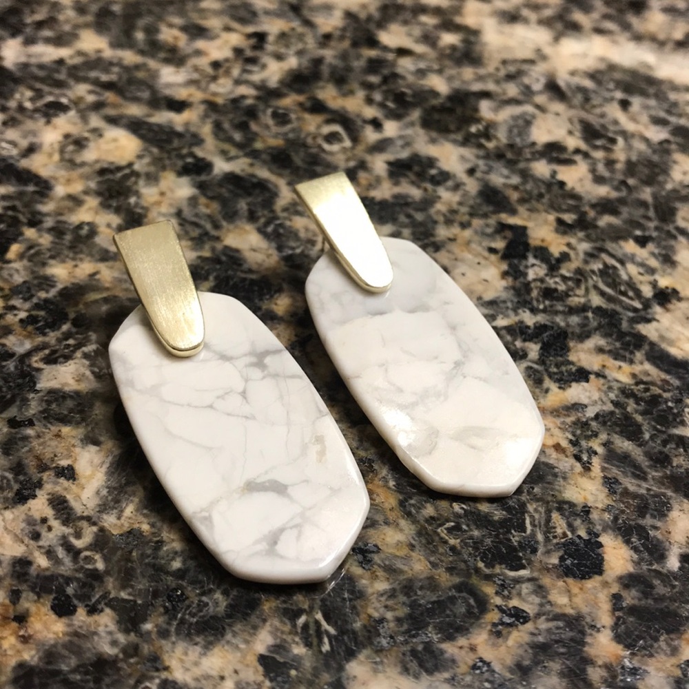 [Kendra Scott] White Marble Gold Drop Earrings